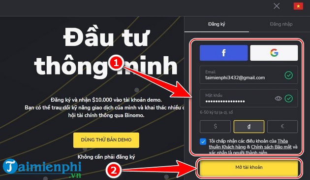 tao tai khoan binomo