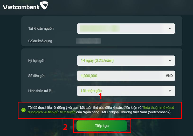 Chọn hình thức trả lãi.