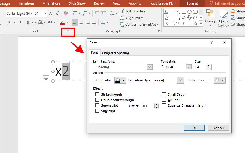 Cách viết chỉ số dưới và đánh số mũ trong PowerPoint