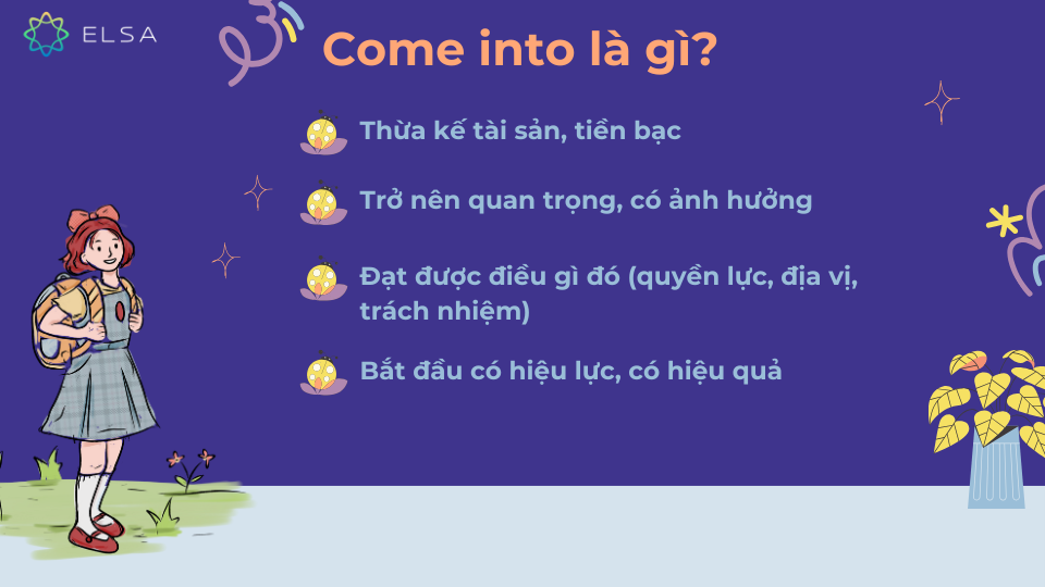Các khái niệm của come into