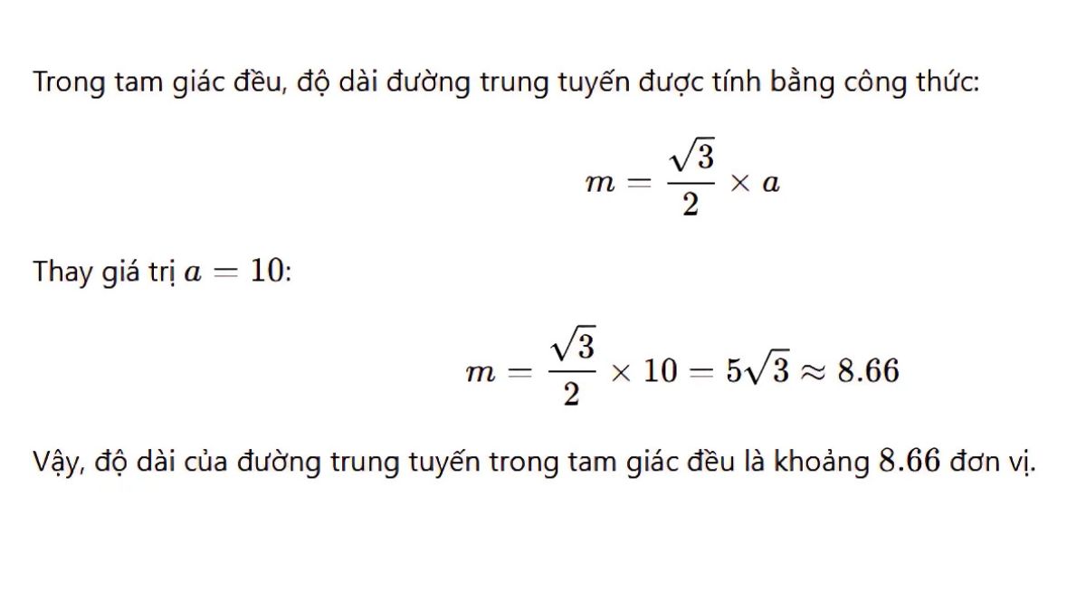 Bài tập 3 áp dụng công thức tính đường trung tuyến
