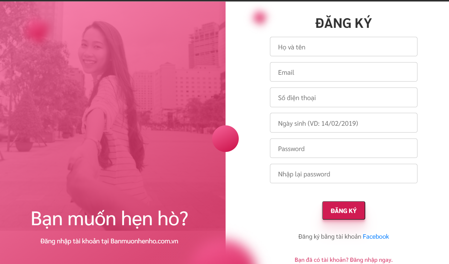 Mẫu đơn đăng ký Bạn muốn hẹn hò chính thức