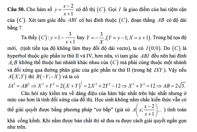 cach giai cau hoi kho nhat trong de thi toan thpt quoc gia gay tranh luan