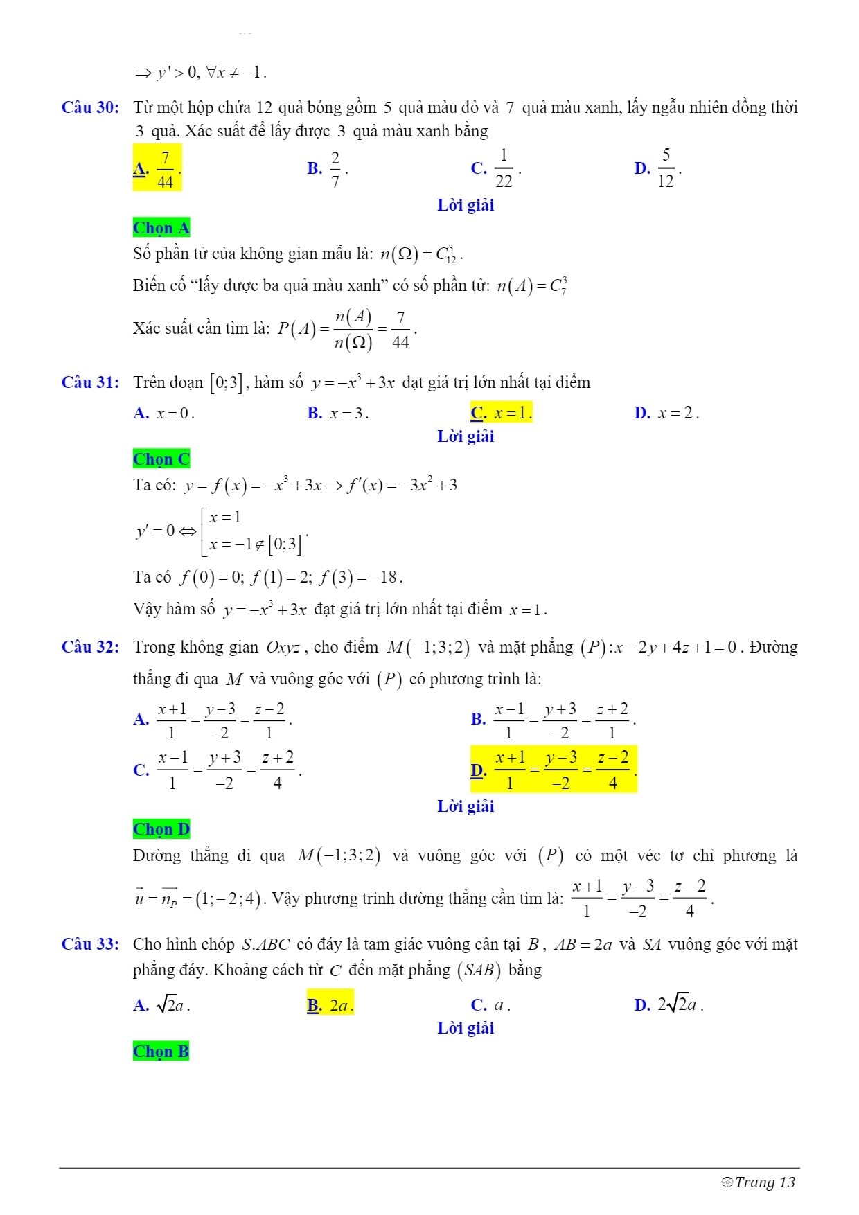 đáp án đề thi môn toán thpt quốc gia 2021 1