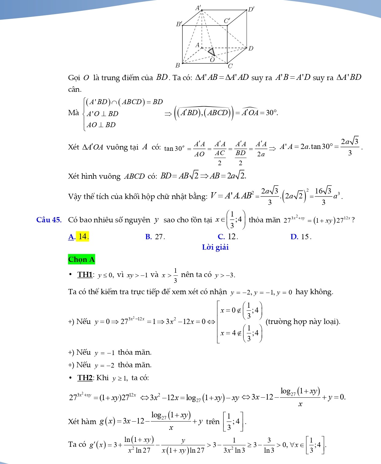 Đáp án môn toán thpt 2021 mã đề 102