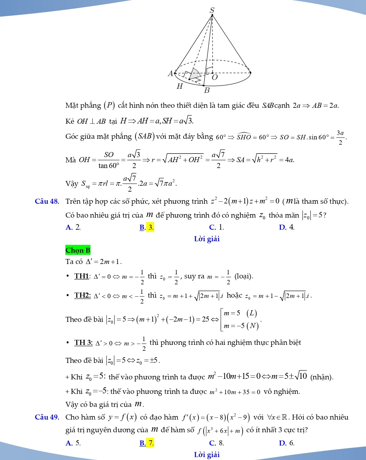Đáp án đề toán thpt 2021 mã đề 102
