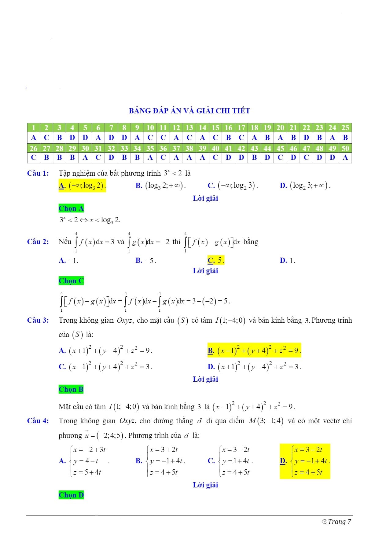 đáp án đề thi toán thpt quốc gia 2021