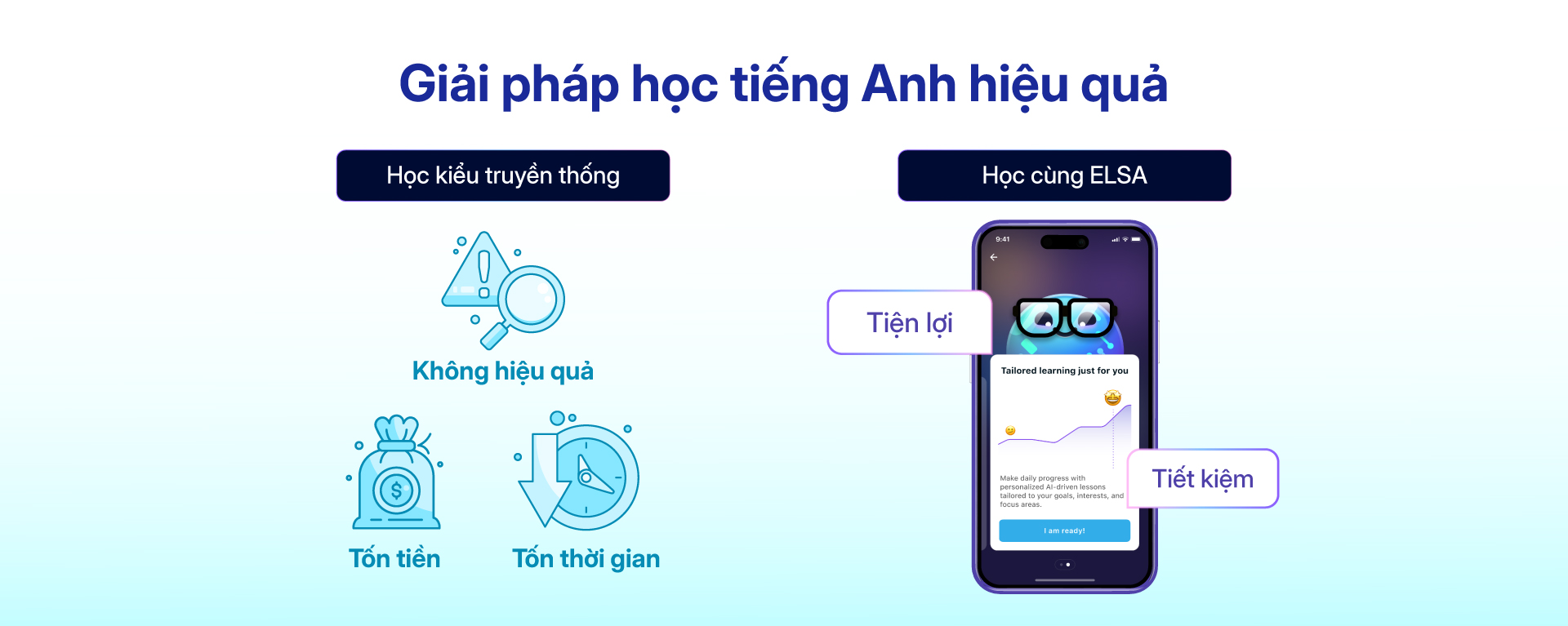 Giải pháp học tiếng Anh hiệu quả cùng ELSA Speak - học tiện lợi, tiết kiệm thời gian và chi phí so với cách truyền thống