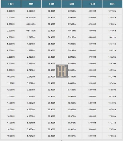 1 feet bang bao nhieu met