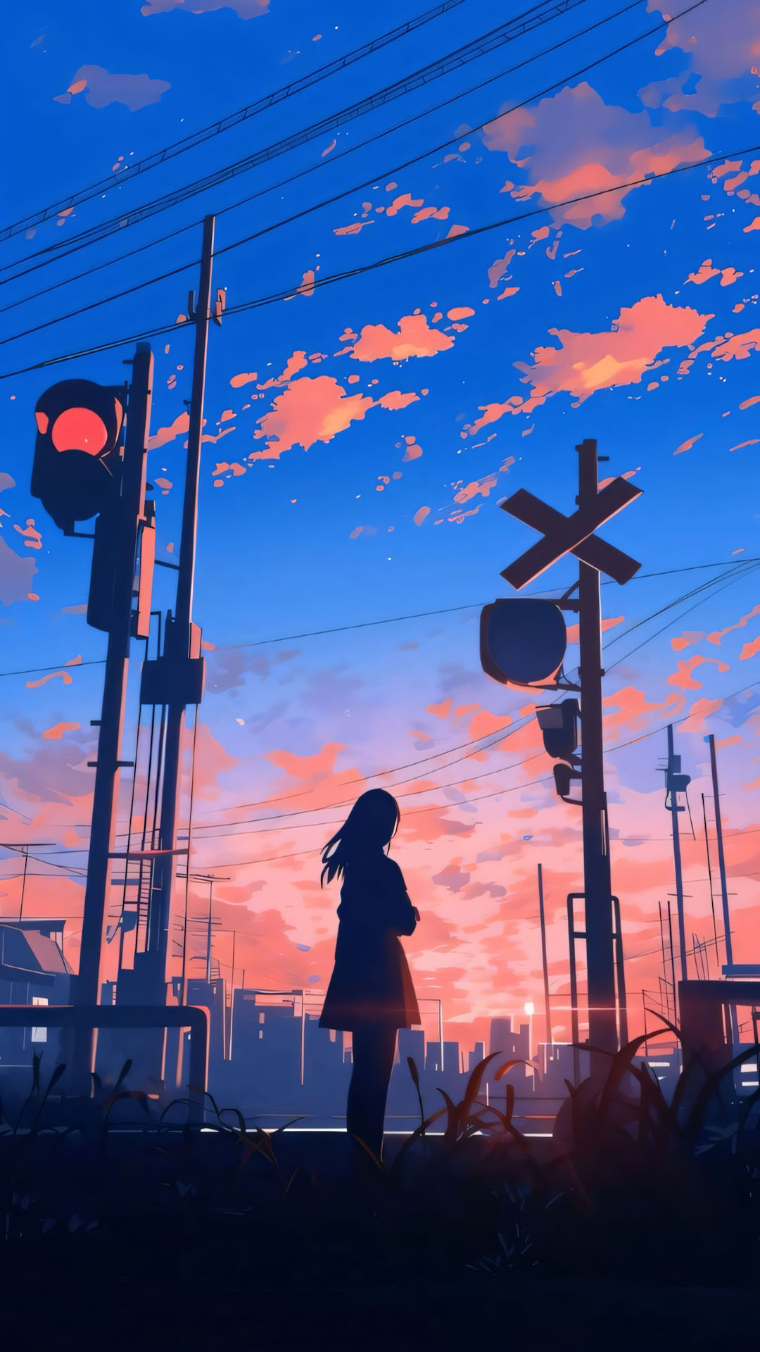 co gai tai duong ray hoang hon ruc do long bang khuang 1920px 1080px full hd