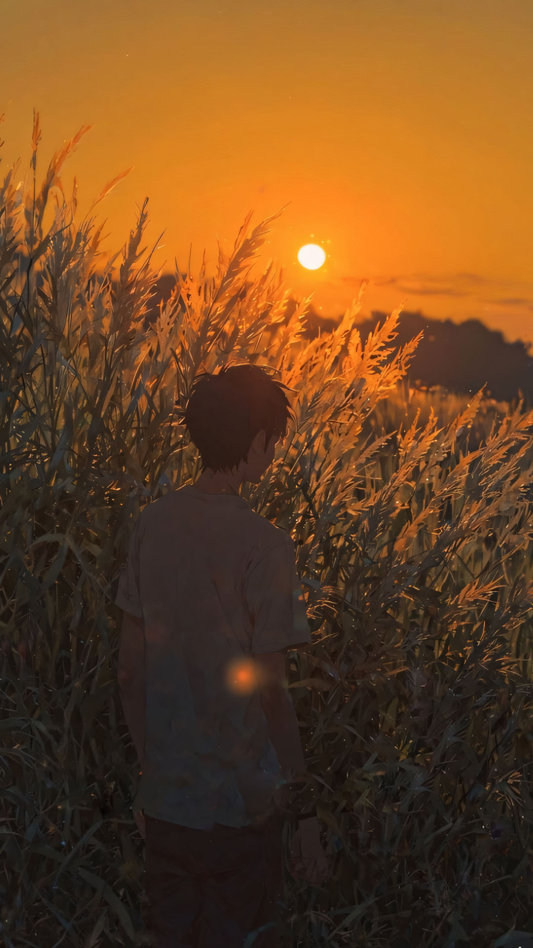 chang trai trong canh dong hoang hon chay ruc long xa vang 1920px 1080px full hd