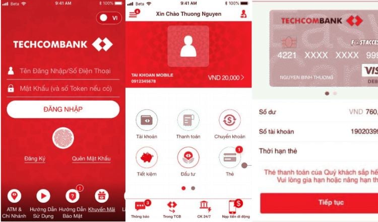 Gia hạn thẻ Techcombank trên F@st Mobile