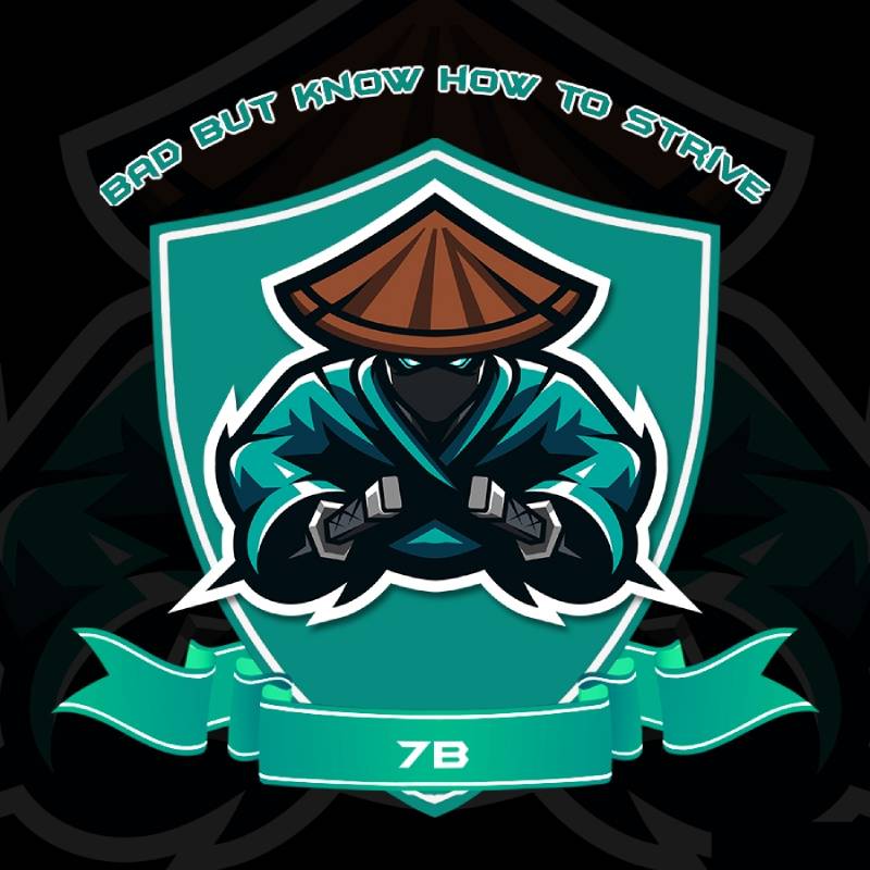 Mẫu logo lớp 7b hình Ninja màu xanh cool ngầu