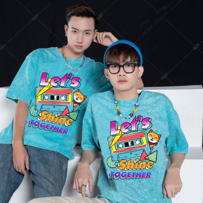 Mẫu áo lớp Wash màu xanh Yang hồ hình chú chó dễ thương