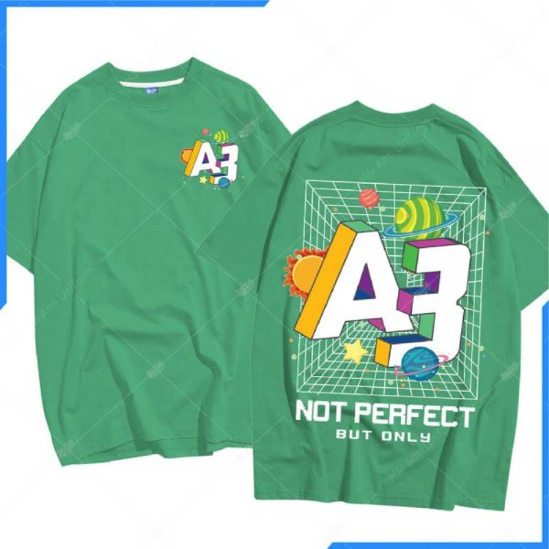 Mẫu áo lớp Oversize màu xanh xi măng slogan tiếng anh " A3 You can do everything"