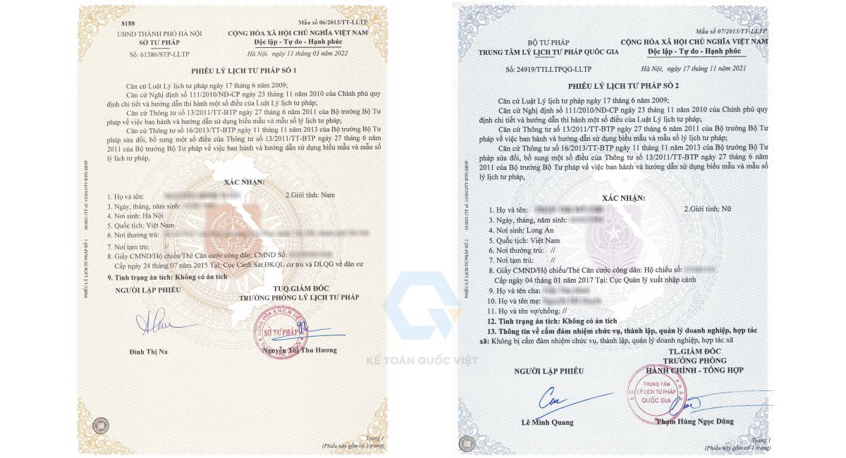 Phân biệt phiếu Lý lịch tư pháp số 1 và Lý lịch tư pháp số 2