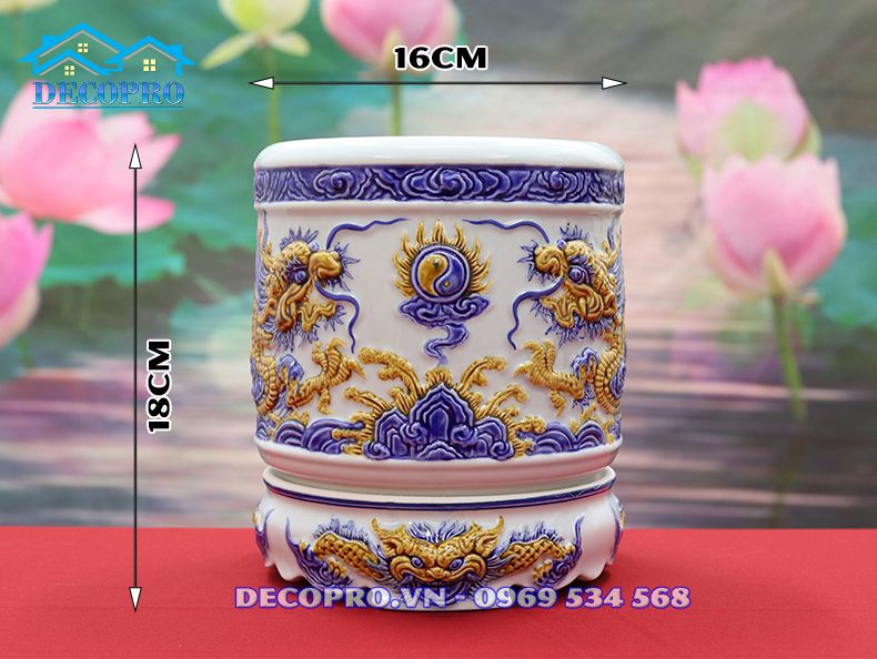 Bát Nhang Bát Tràng đắp nổi men lam sang trọng (Mã sản phẩm DT401)