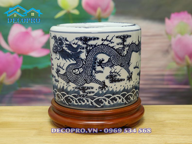 Bát hương men lam nền nã, mang vẻ đẹp cổ kính, xa xưa (mã sản phẩm DT701)