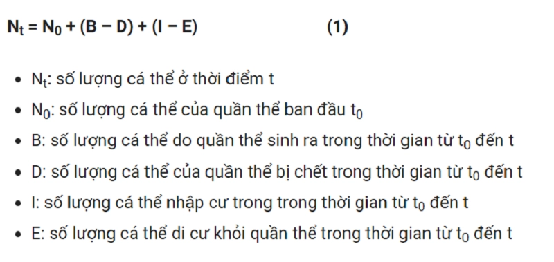 Công thức tính kích thước của quần thể