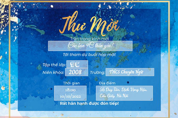 Hình ảnh giấy mời họp lớp đẹp