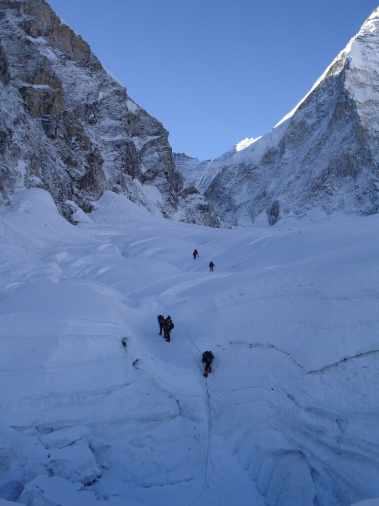 Climbing on Mount Everest