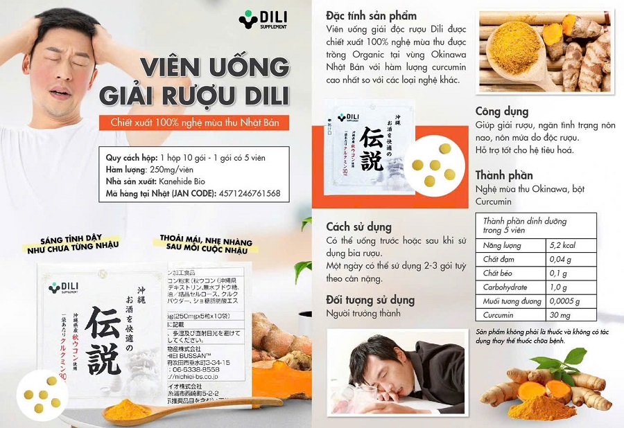 cách dùng viên uống giải rượu Huyền thoại DiLi