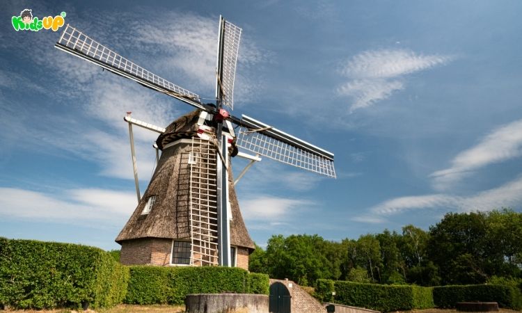 Hình ảnh cối xay gió giúp tạo ra các nguồn năng lượng từ gió có ích cho cuộc sống con người