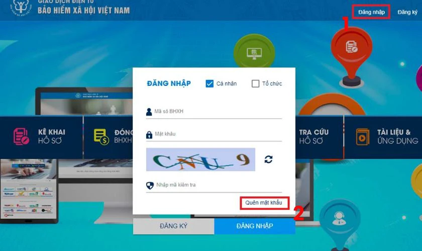 Cách lấy lại mật khẩu VssID qua email tại cổng dichvucong.baohiemxahoi
