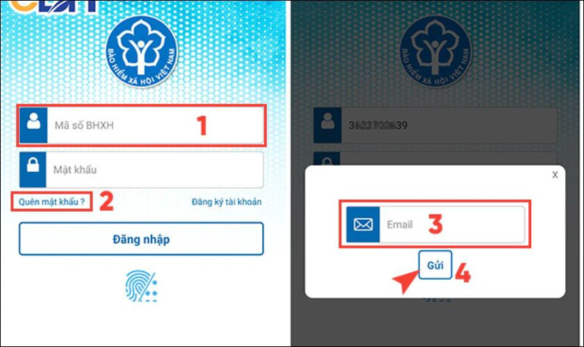 Tiếp theo, bạn chọn tính năng Quên mật khẩu