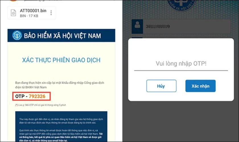 Sau khi nhập mã OTP vào ứng dụng và xác nhận thành công