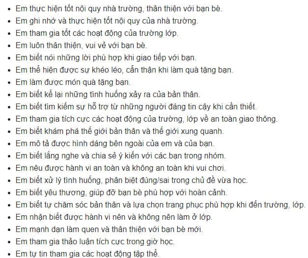 Nhận xét năng lực phẩm chất theo Thông tư 27