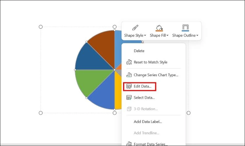 Nhấn chuột phải vào biểu đồ và chọn Edit data…