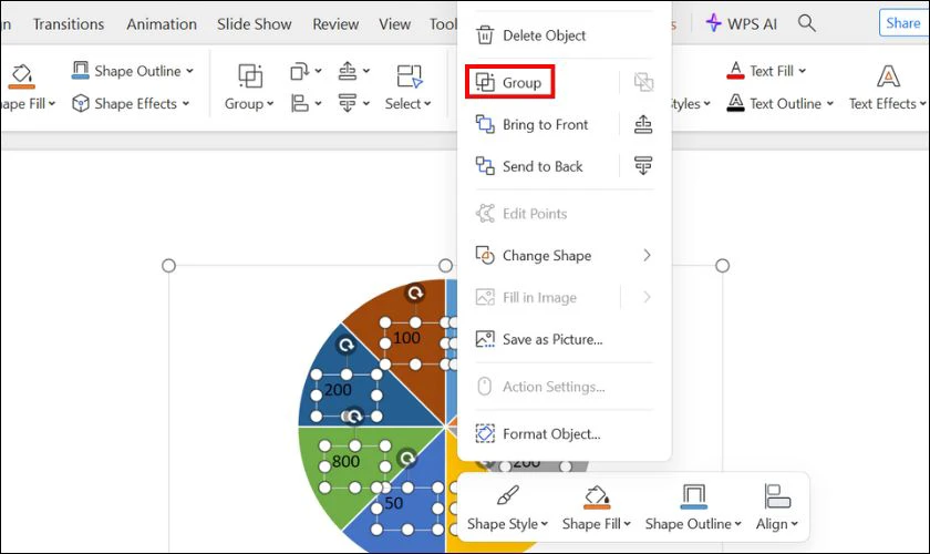Nhấn chuột phải và chọn Group