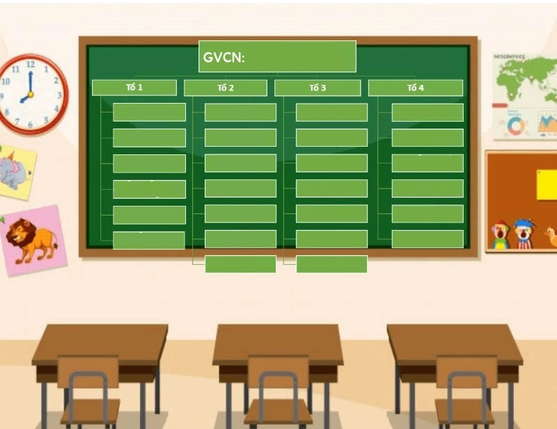 Sơ đồ lớp học 4 dãy