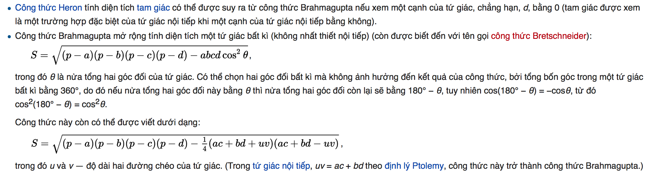 tinh dien tich tu giac khi biet 4 canh 4