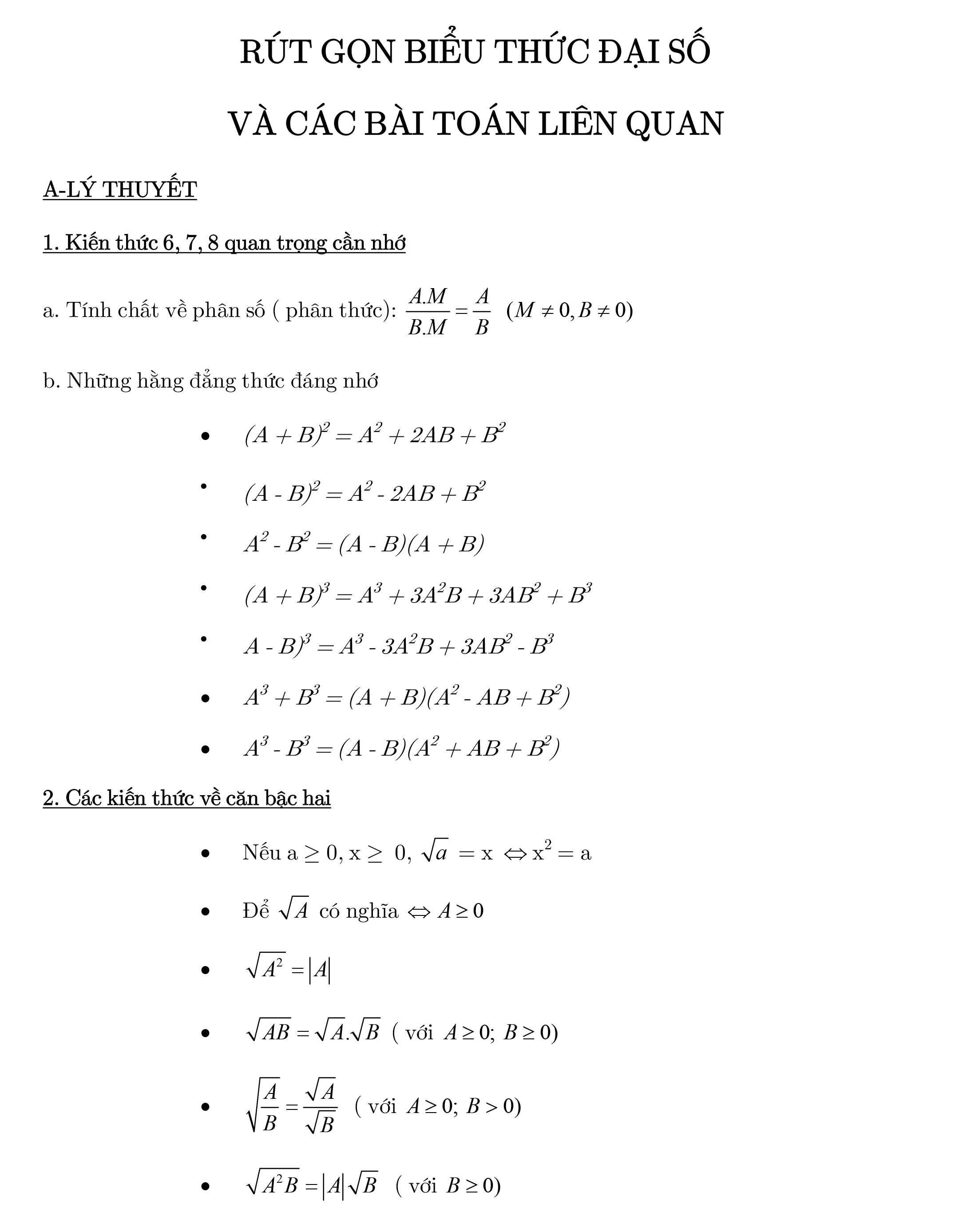 tong hop kien thuc toan thi vao lop 10