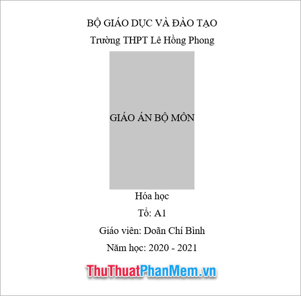 Với khoảng cách tầm 200pt cho Before, các bạn có thể đẩy được tên của bìa giáo án ra khoảng chính giữa của trang bìa