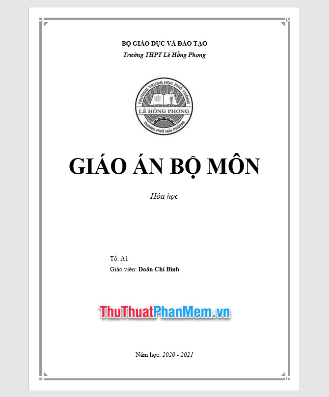 Bìa giáo án hoàn thành