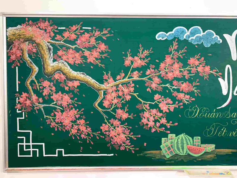 trang trí bảng Tết