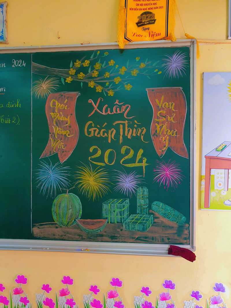 trang trí bảng Tết