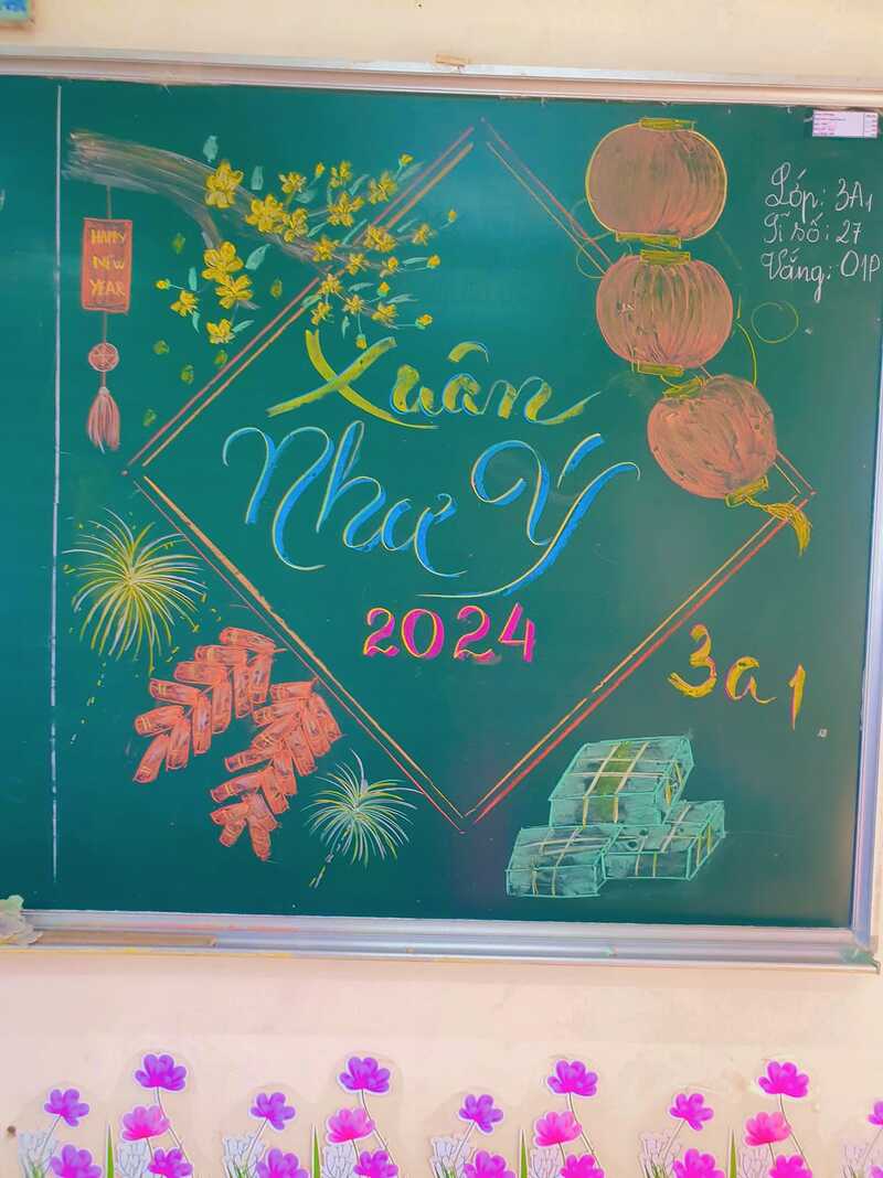 trang trí bảng Tết