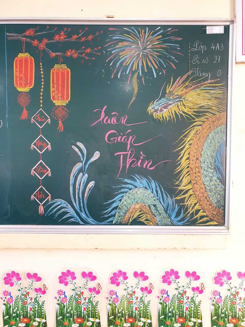 trang trí bảng Tết