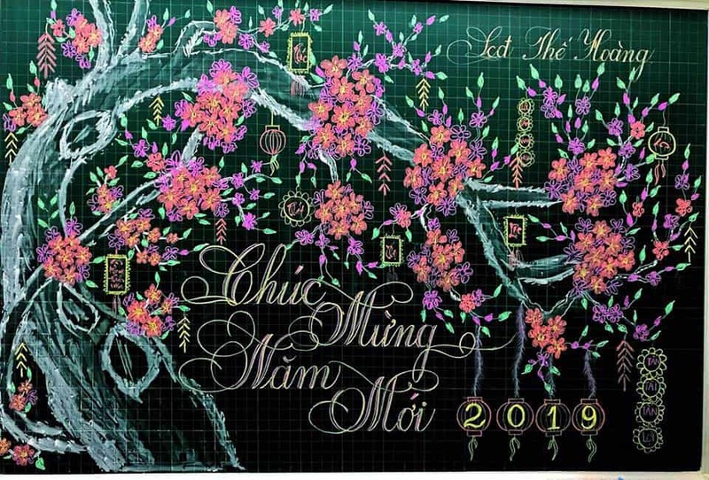 trang trí bảng Tết