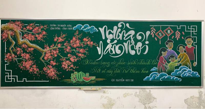 trang trí bảng Tết