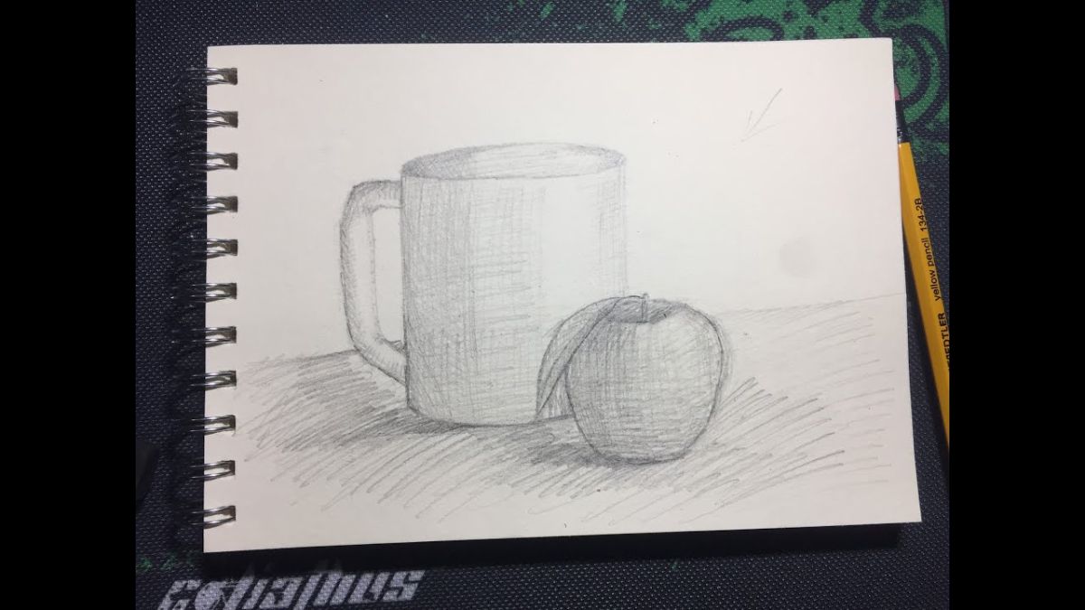 Tranh vẽ tĩnh vật cộc và quả đơn giản ấn tượng