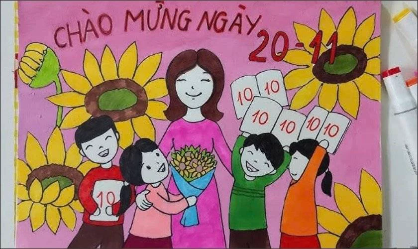 Vẽ tranh 20/11 đẹp nhất, chuyên nghiệp