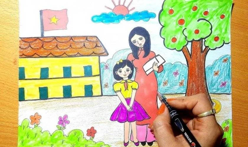 Vẽ tranh tri ân thầy cô 20/11 ngày Nhà giáo Việt Nam