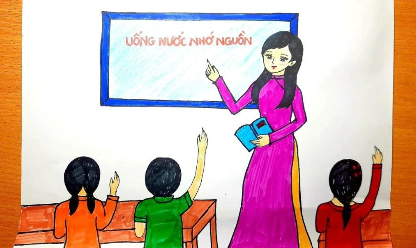 Vẽ tranh 20/11 trên giấy A3 chất lượng