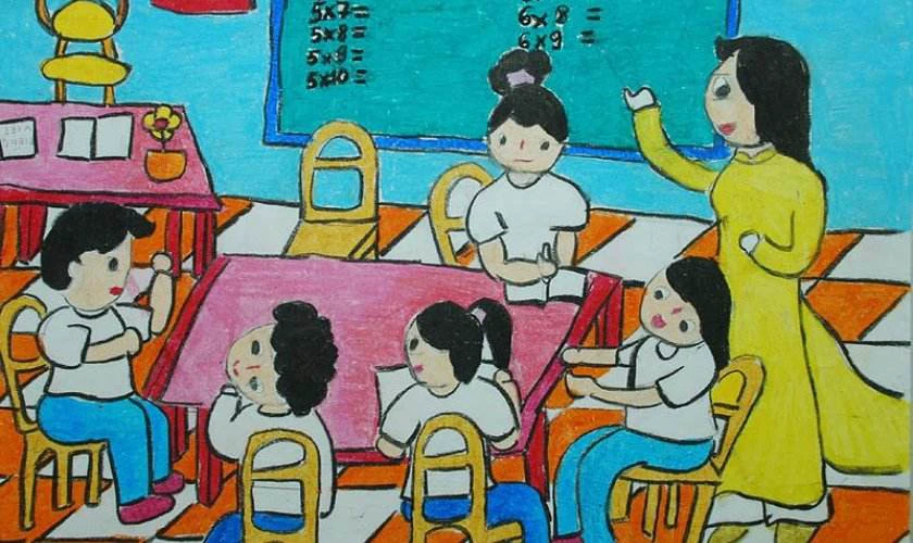 Mẫu vẽ tranh 20/11 lớp 6 đơn giản