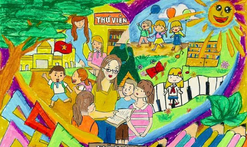 Mẫu tranh vẽ 20/11 lớp 9 ấn tượng